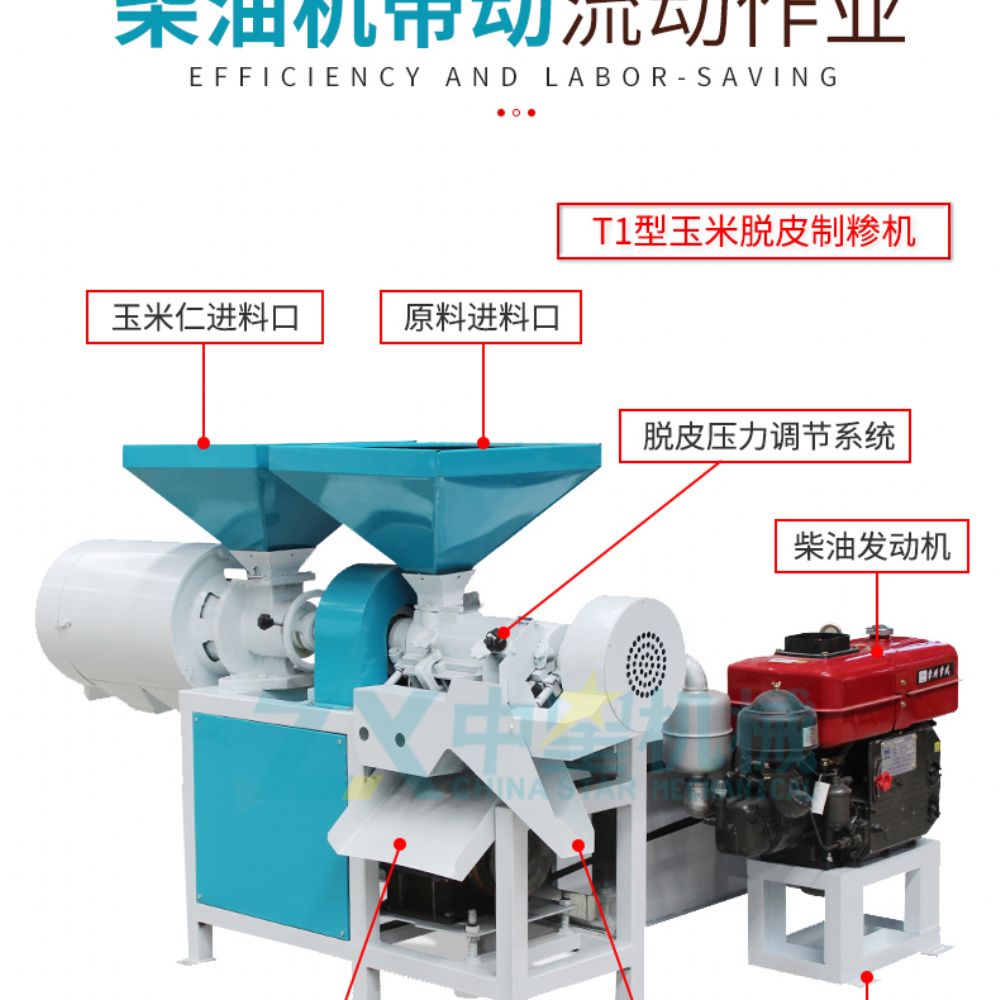 出口定制柴油機(jī)版玉米脫皮制糝機(jī)